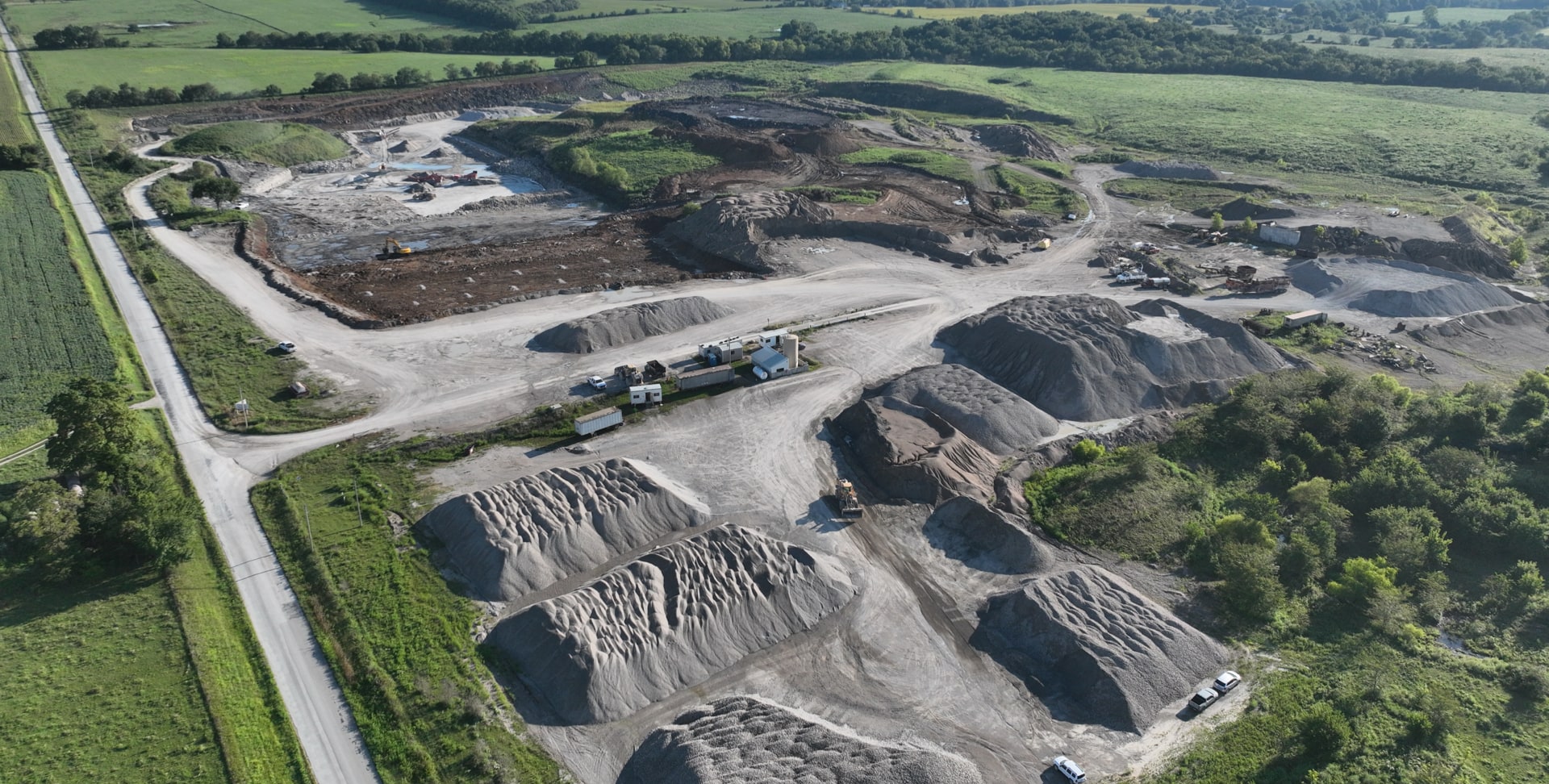 Aerial view of aggregate quarry