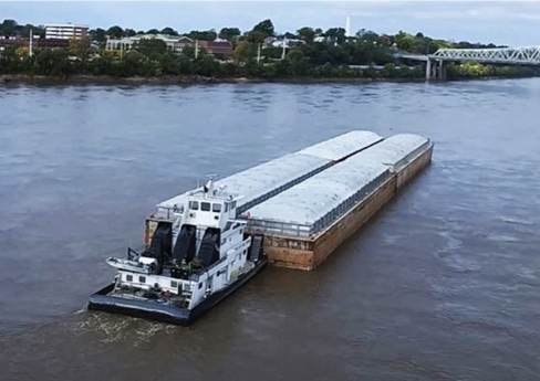 Rental barge along the Missouri River